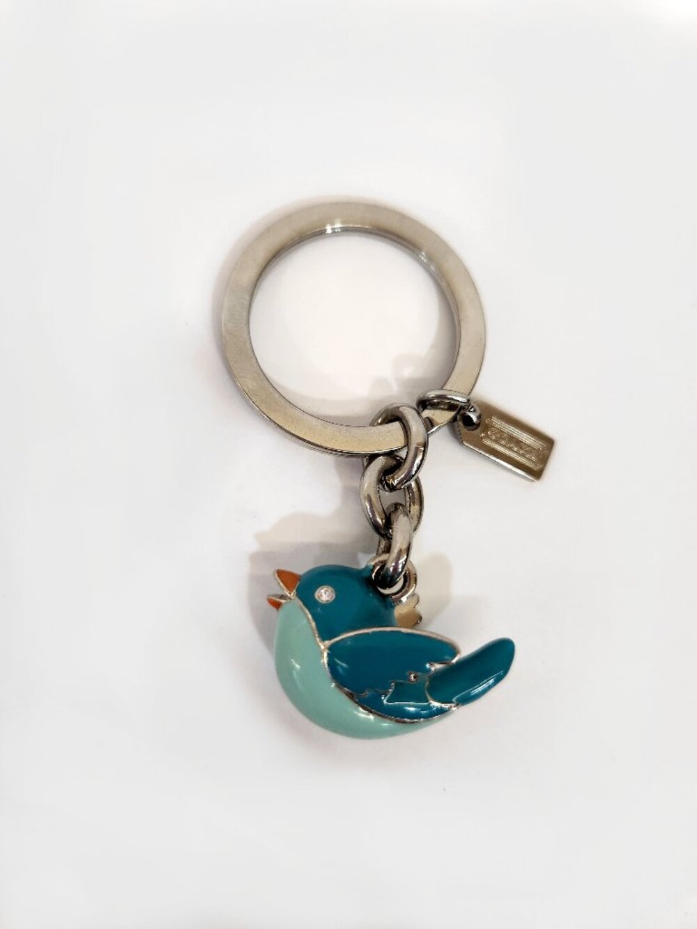 Coach Enamel Bluebird 3D Bird keychain fob purse charm 92539
